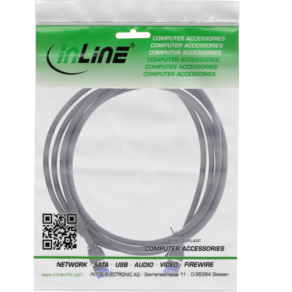 Inline® Cable De Red Slim, Cat.6a, S/Ftp, Tpe (Lszh) Flexible, Poe, Black, 1m