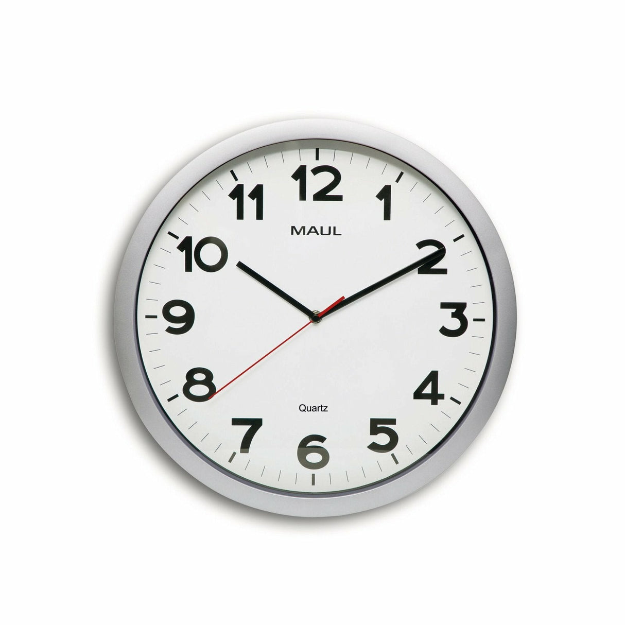 Maul Reloj De Pared Maulstep Ø 40 Cm, Reloj De Cuarzo Con Ajuste Automático De Tiempo, Optima Para Salón, Dormitorio, Cocina, Estudio Y Oficina, Buena Legibilidad Para Espacios Grandes, Plata