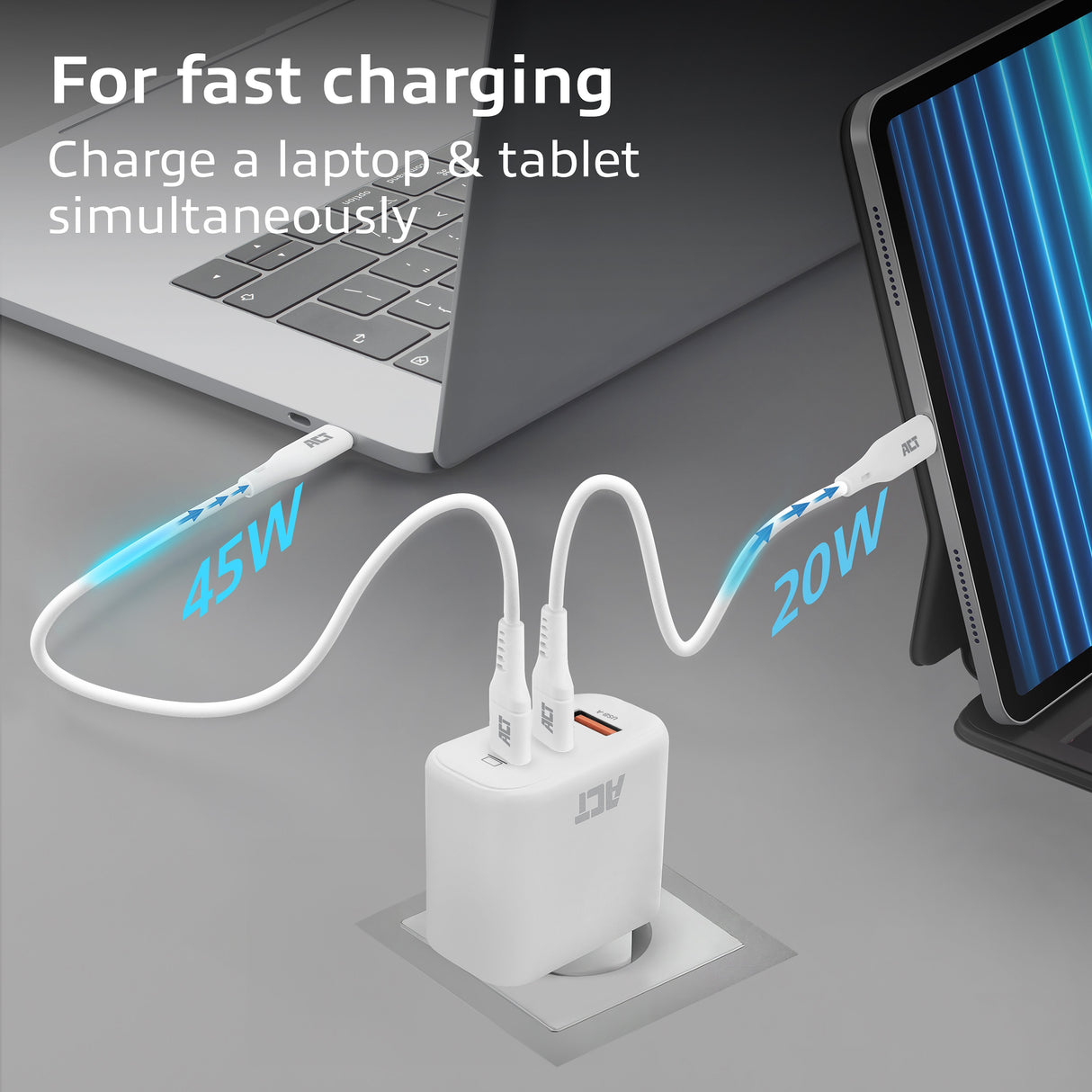 Cargador Usb-C/Usb-A De 65 W Y 3 Puertos Con Power Delivery Pps, Quickcharge Y Ganfast