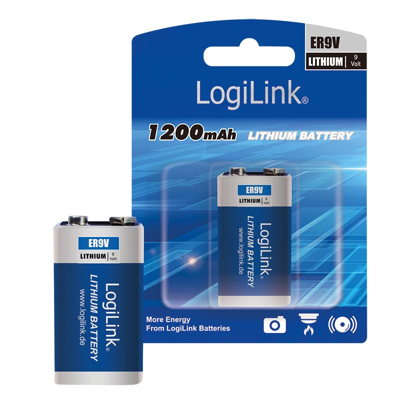 Battery, Lithium 9v , 1pcs. Blister Packing