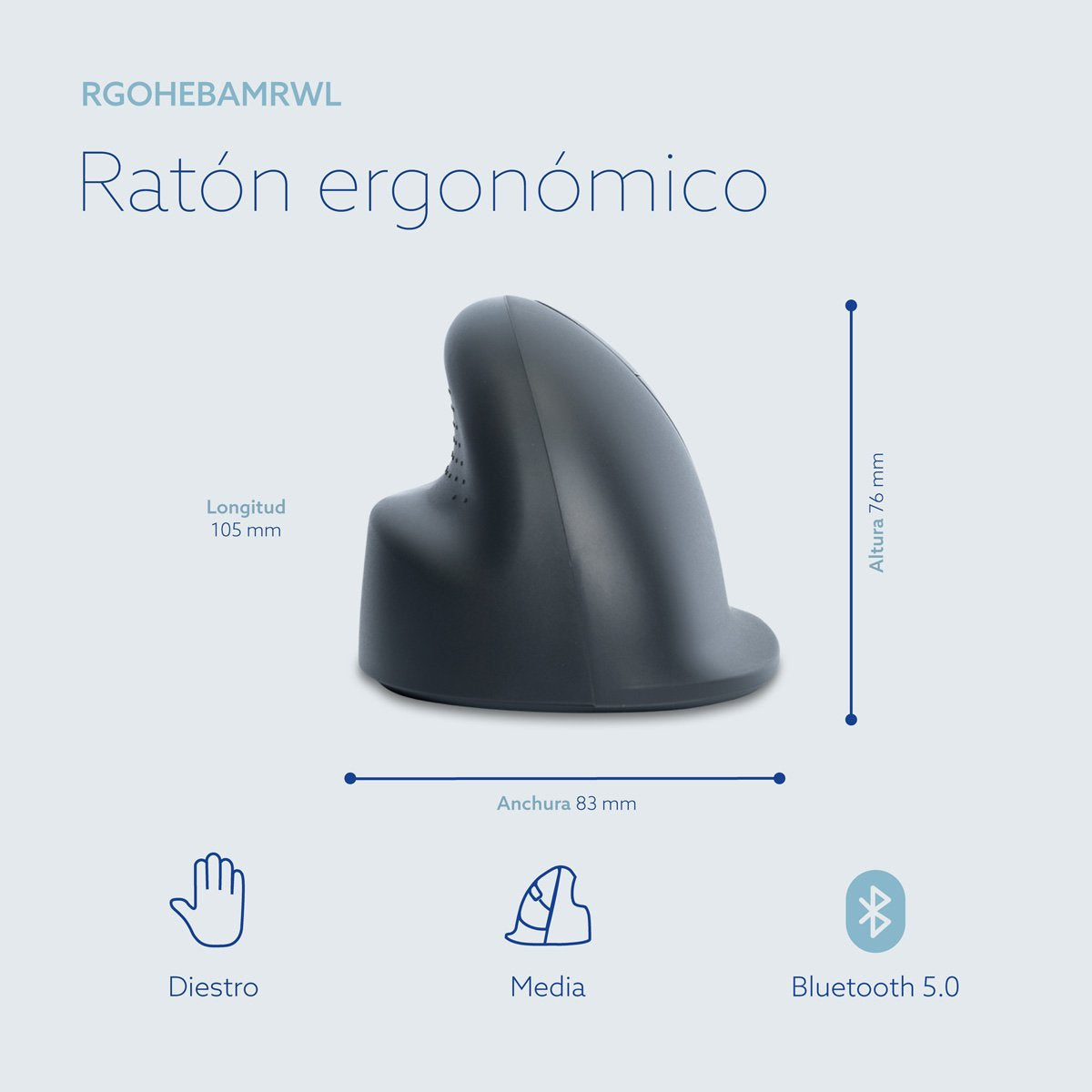 EAN 8719274491842 - R-Go Tools RGOHEBAMRWL ratón Oficina mano derecha Óptico 1600 DPI imagen 13