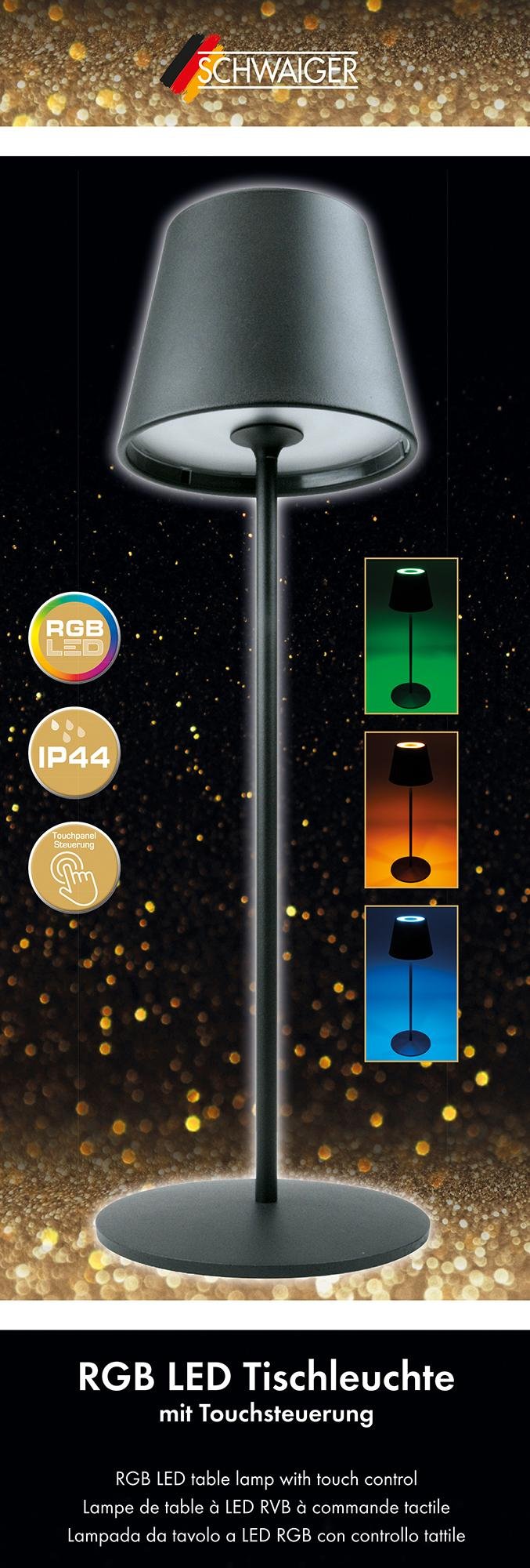 Schwaiger Lámpara De Mesa Led Akku 200lm Rgb 380mm Negro