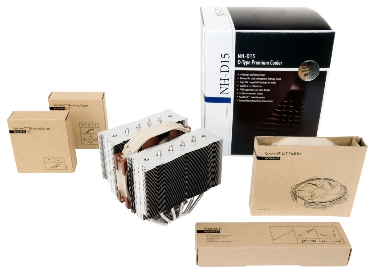 EAN 0842431012456 - Noctua NH-D15 sistema de refrigeración para ordenador Procesador Enfriador 14 cm Beige, Marrón, Acero imagen 2