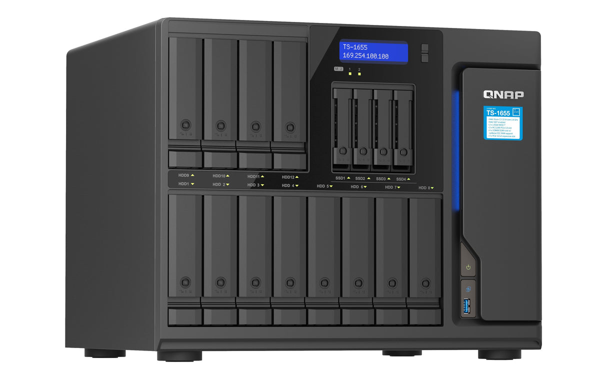 Nas Qnap Ts-1655-8g 16-Bay Nas, Intel Atom C5125 8-Core/8-Thread 2.8ghz Processor