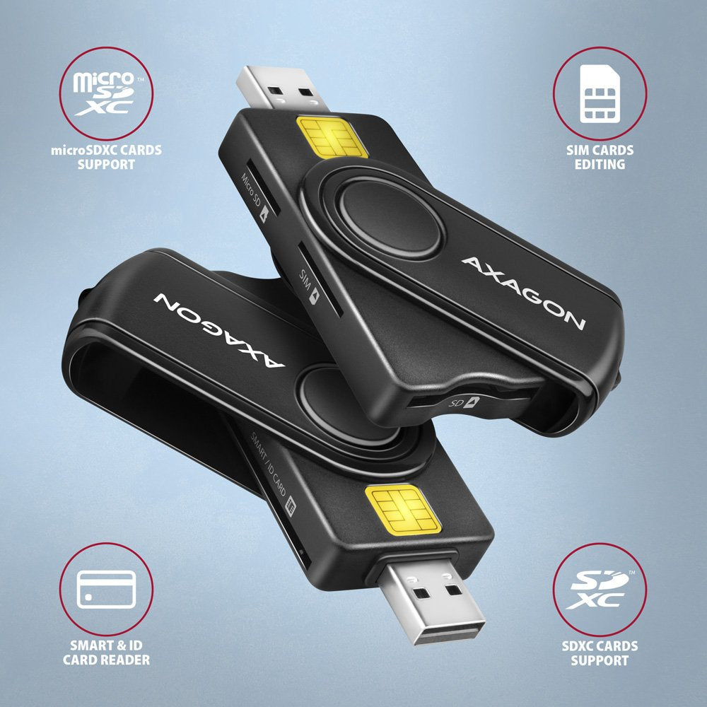EAN 8595247906953 - Axagon CRE-SMP2A USB Smart card & SD/microSD/SIM PocketReader lector de tarjeta inteligente Interior USB imagen 2