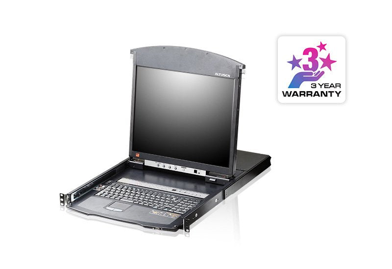 Aten 8-Puertos 17" Lcd Cat5e/6 Kvm Sobre Ip Switch (Dual Rail) - Kl1508aim-Axa-Xg El Conmutador Kvm De Dos Módulos Retráctiles Con Pantalla Lcd Kl1508ai Es Una Unidad De Control Que Da Acceso A Hasta 8 Computadoras Desde Una Única Consola K