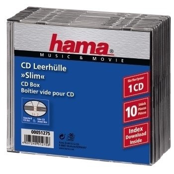 Hama Cd Slim Jewel Case, Pack 10 1 Discos Transparente