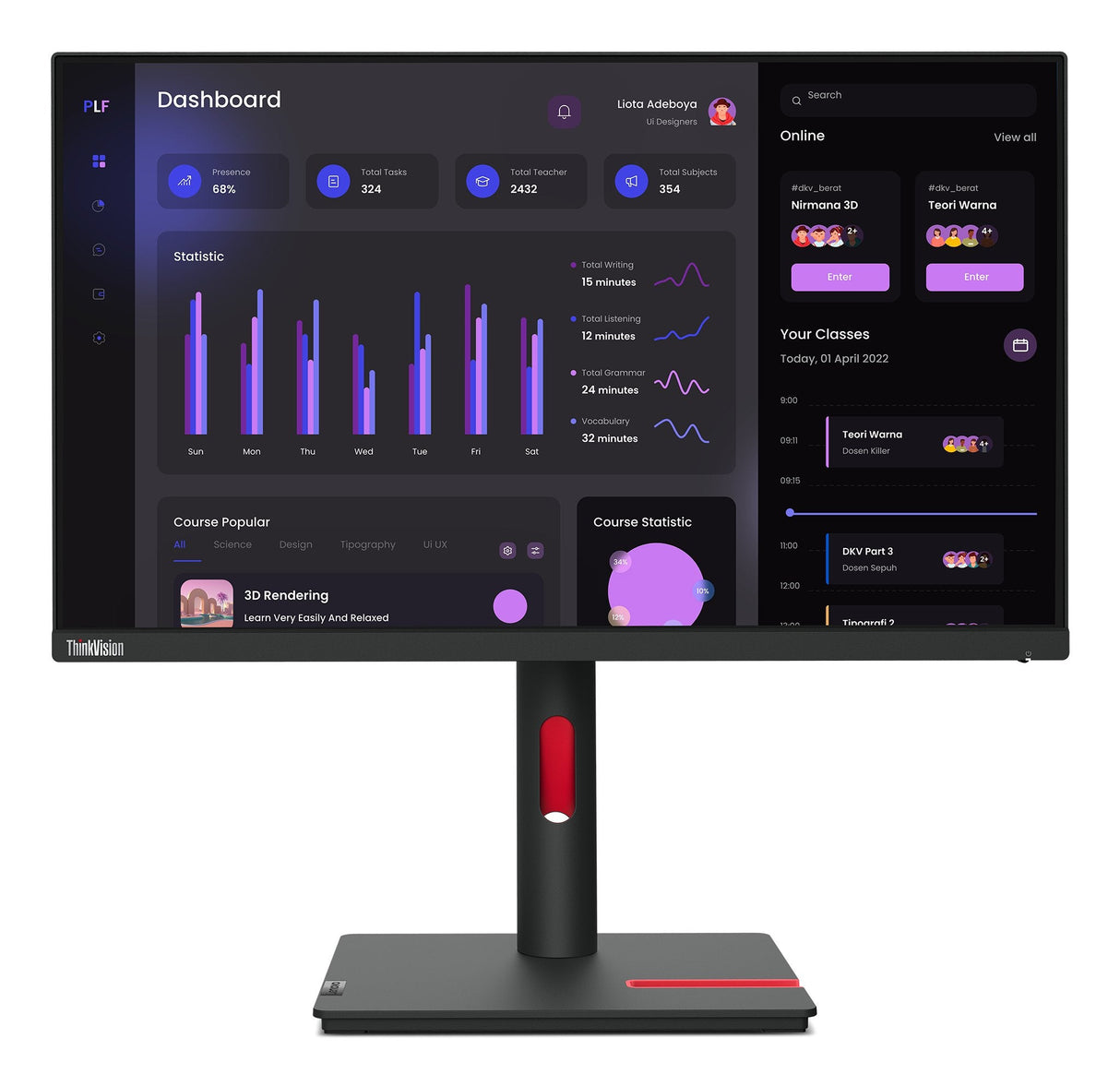 EAN 0195892063223 - Lenovo ThinkVision T24i-30 LED display 60,5 cm (23.8") 1920 x 1080 Pixeles Full HD Negro imagen 1