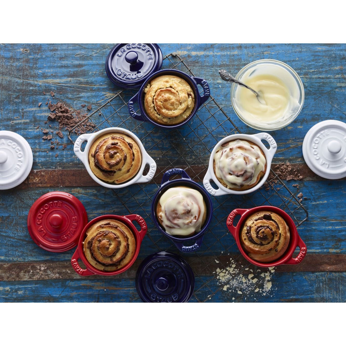 Staub Mini Cocotte Set 4-Tlg. Rund, Keramik, Kirsch-Rot