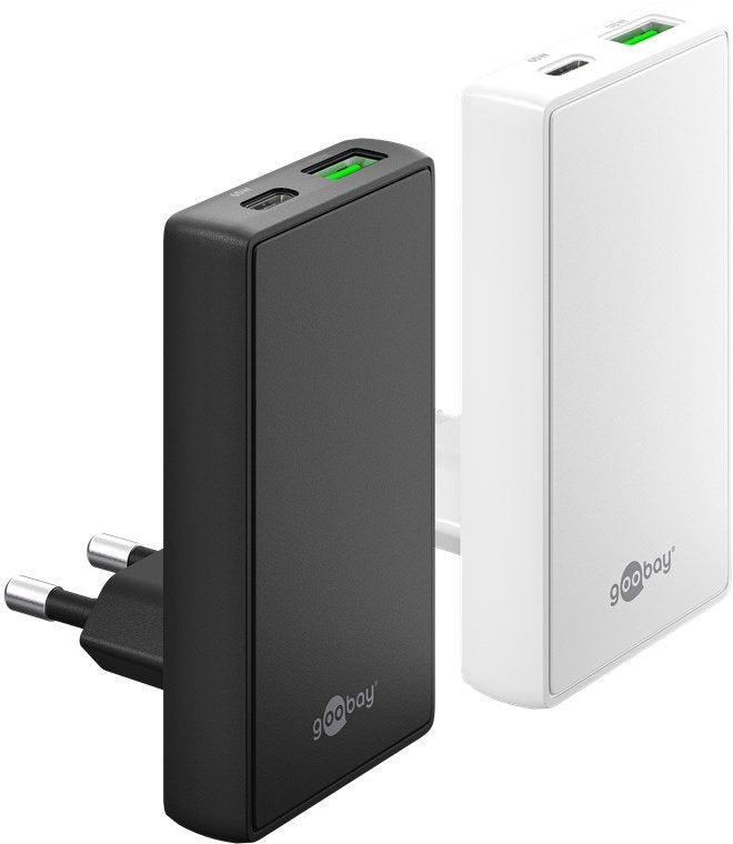 Cargador Rápido Goobay Usb-C/A Pd Gan 90° Dua Negro, 65 Watt) 75723