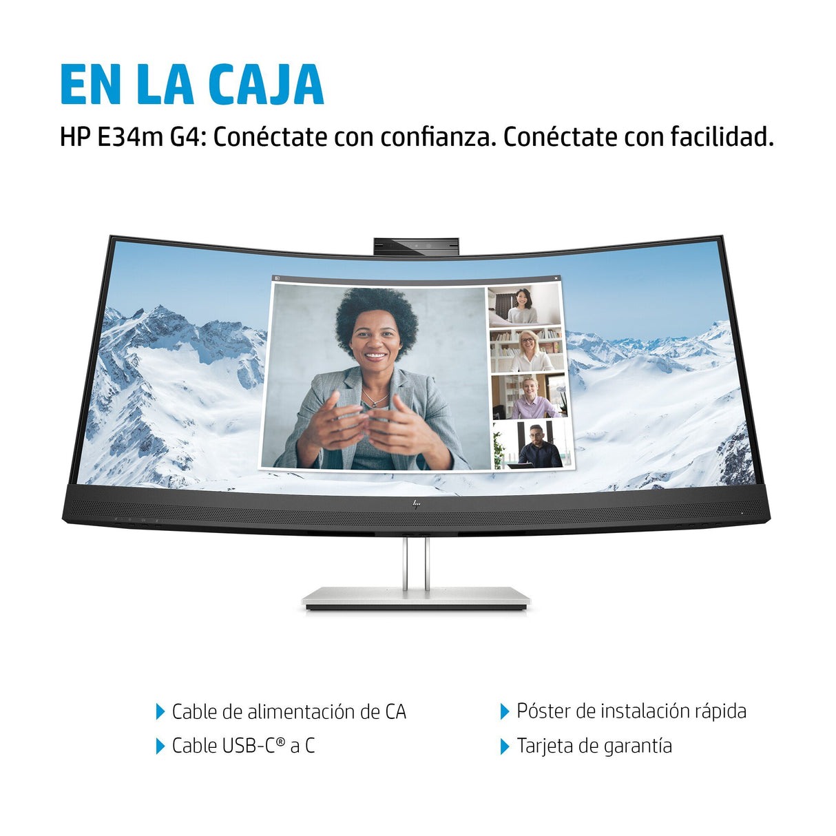 EAN 0195908729778 - HP E34m G4 WQHD Curved USB-C Conferencing Monitor pantalla para PC 86,4 cm (34") 3440 x 1440 Pixeles Wide imagen 11