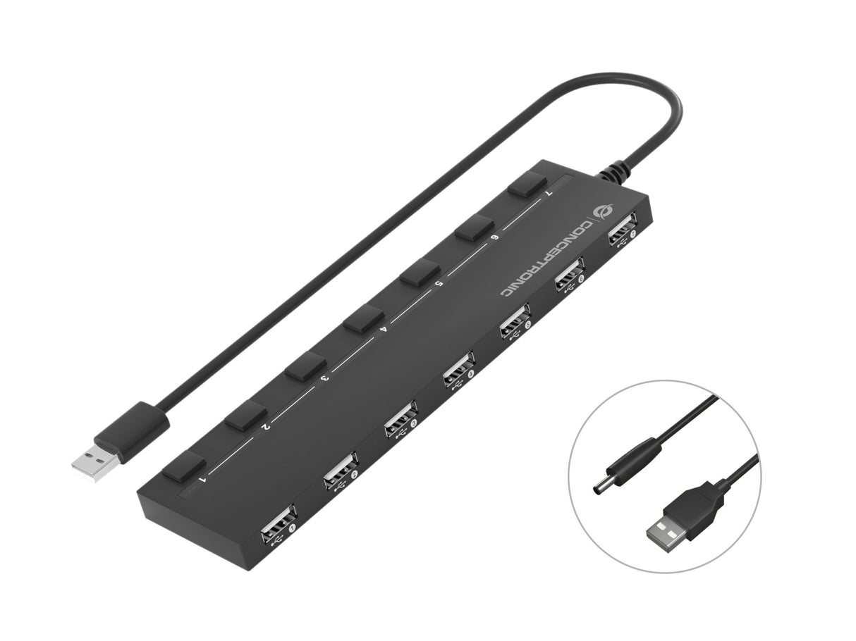 EAN 4015867226117 - Conceptronic HUBBIES08B hub de interfaz USB 2.0 480 Mbit/s Negro imagen 1