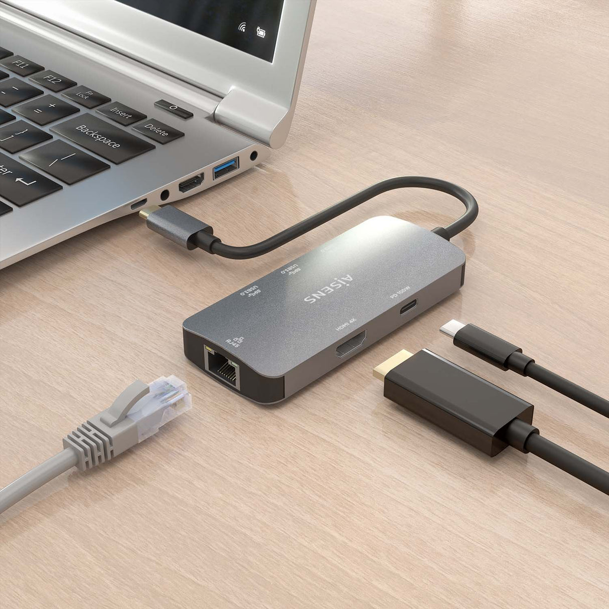 EAN 8435739901748 - AISENS ASUC-6P019-GR base para portátil y replicador de puertos Alámbrico USB 3.2 Gen 1 (3.1 Gen 1) Type- imagen 6