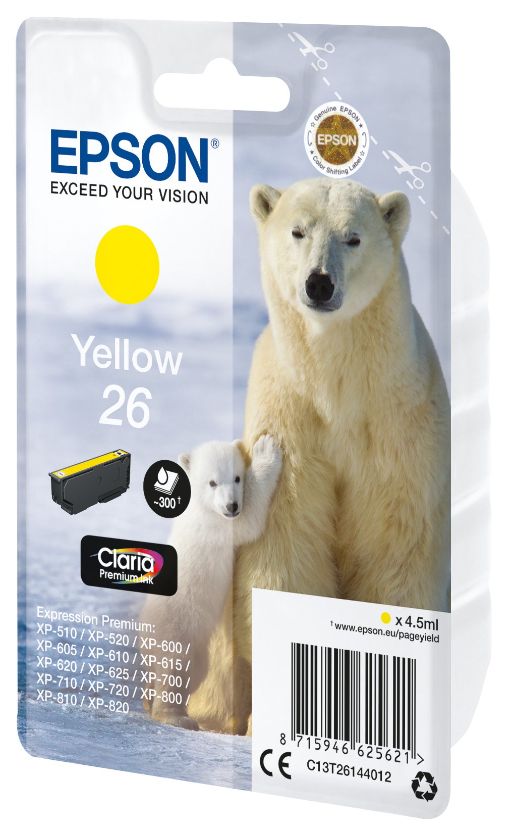 EAN 8715946625621 - Epson Polar bear C13T26144012 cartucho de tinta 1 pieza(s) Original Rendimiento estándar Amarillo imagen 1