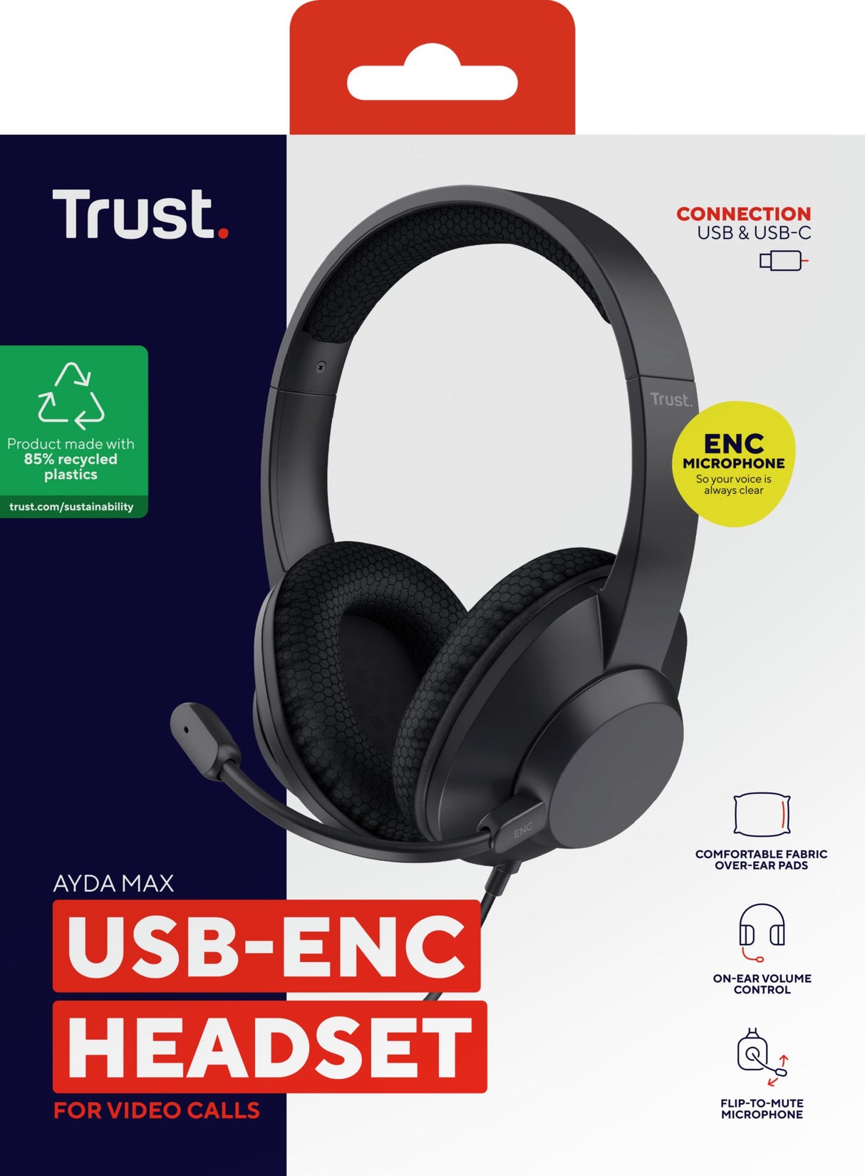 EAN 8713439254624 - Trust Ayda Max Auriculares Alámbrico Diadema Llamadas/Música USB Type-C / USB Type-A Negro imagen 8