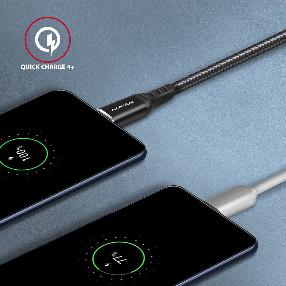EAN 8595247907387 - Axagon Data and charging USB 2.0 cable 1.5 m long. PD 60W, 3A. Black braided. cable USB 1,5 m USB C Negro imagen 6