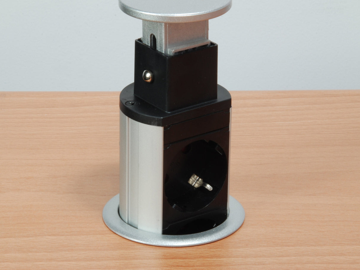 Regleta Equip Pop-Up Para Mesa 3 Tomas + 2 Puertos Usb Con Interruptor Aluminio Diametro 60mm