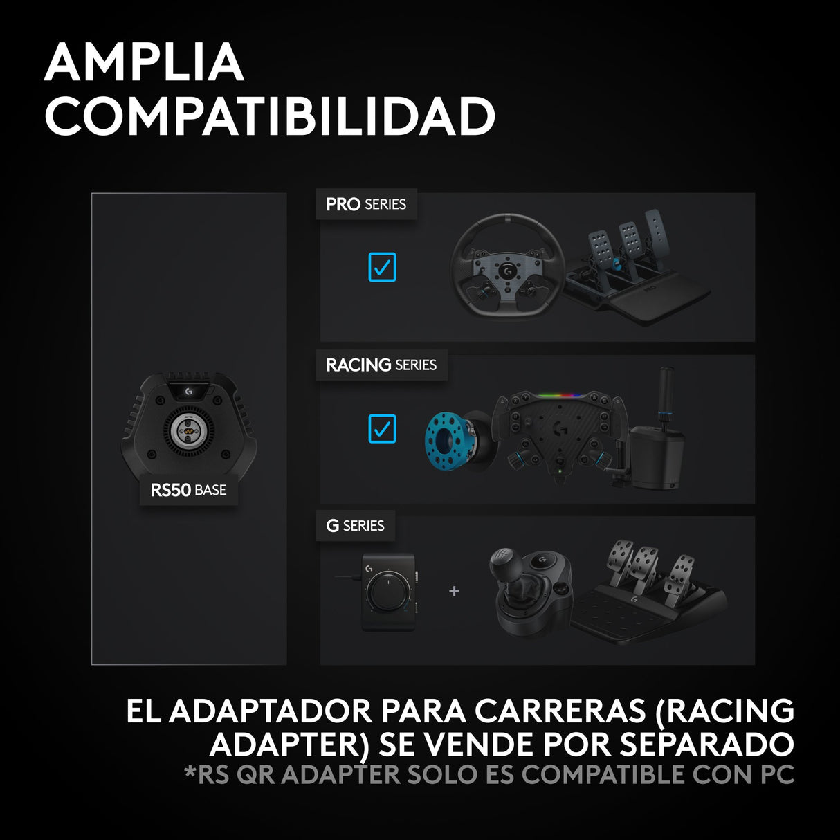 EAN 5099206128026 - Logitech G RS50 System Negro USB 2.0 Analógico PC, Xbox One, Xbox Series S, Xbox Series X imagen 11