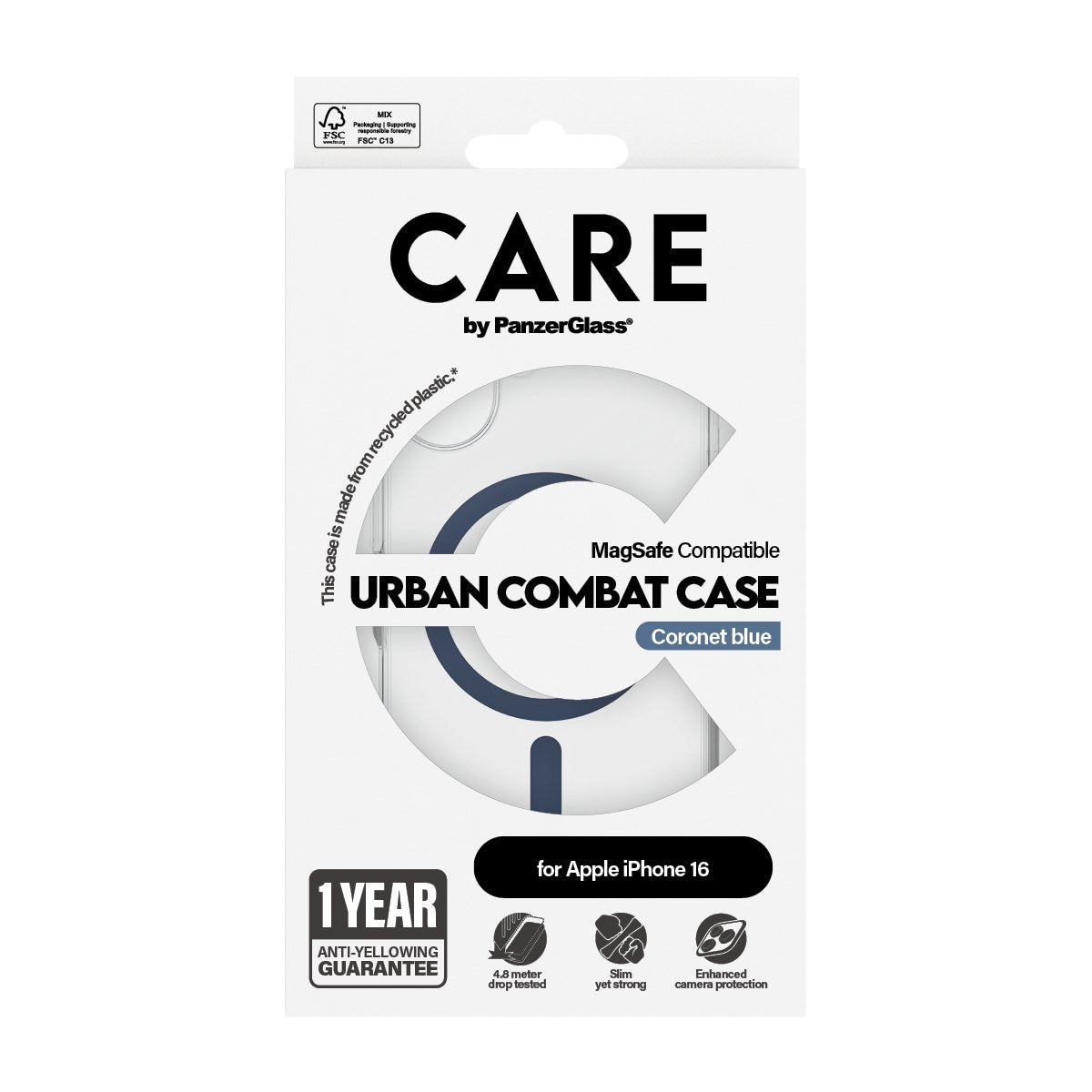 EAN 5715685004315 - PanzerGlass CARE™ by ® Urban Combat Case Transparent w. Blue MagSafe iPhone 16 funda para teléfono móvil imagen 3