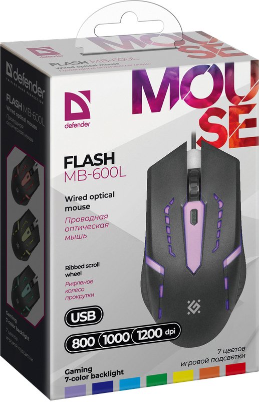 EAN 4714033526005 - Defender FLASH MB-600L ratón Juego Ambidextro USB tipo A Óptico 1200 DPI imagen 6