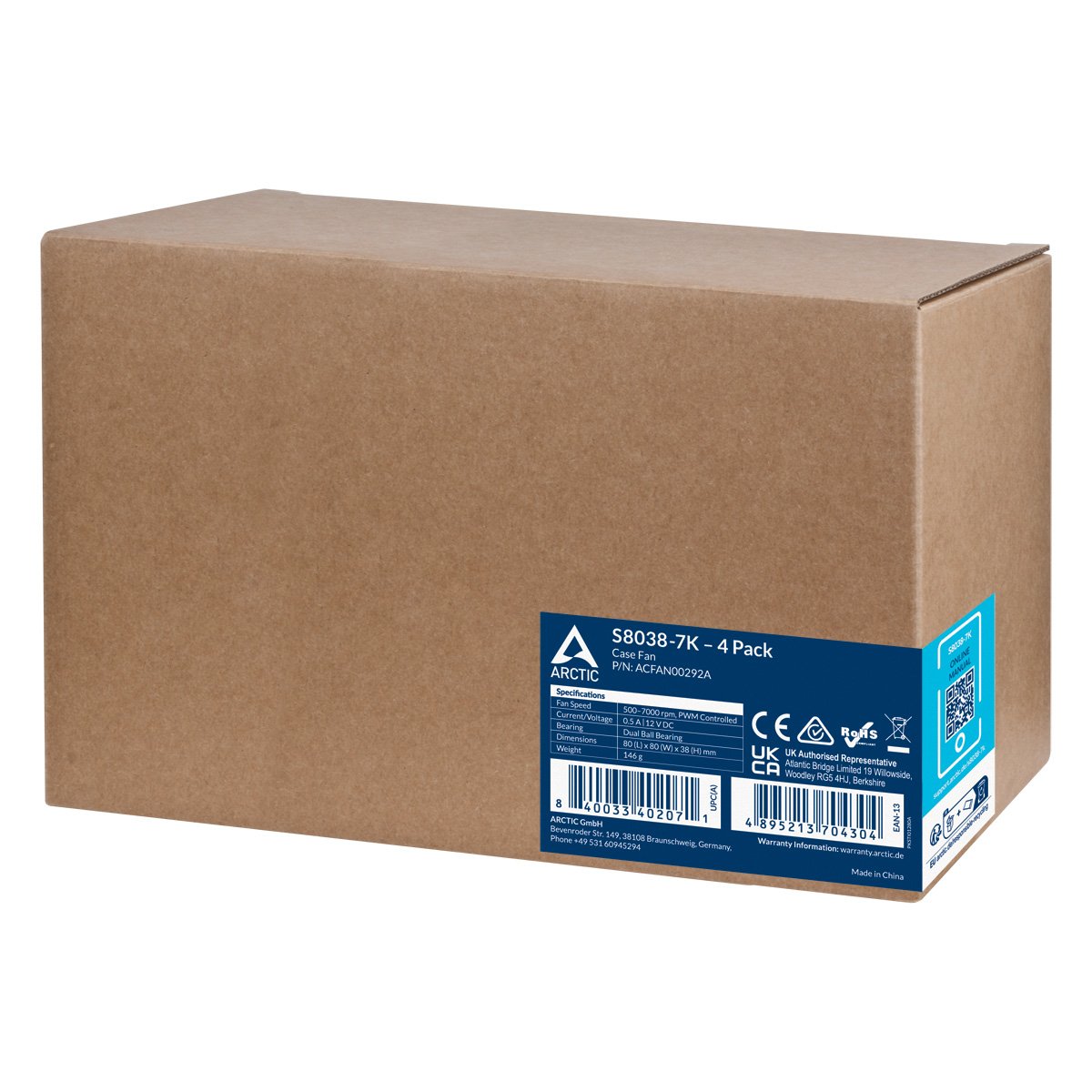 Ventilador Pc Acc Arctic S8038-7k De 80 Mm 4 Piezas