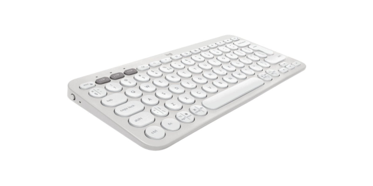 Teclado Inglés Logitech Pebble Keys 2 K380s Rf Wireless + Bluetooth Qwerty Internacional De Ee.Uu. Blanco