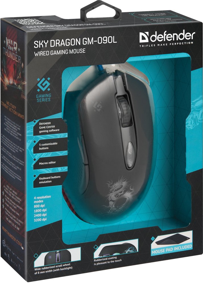 EAN 4714033520904 - Defender GM-090L ratón Juego mano derecha USB tipo A Óptico 3200 DPI imagen 3