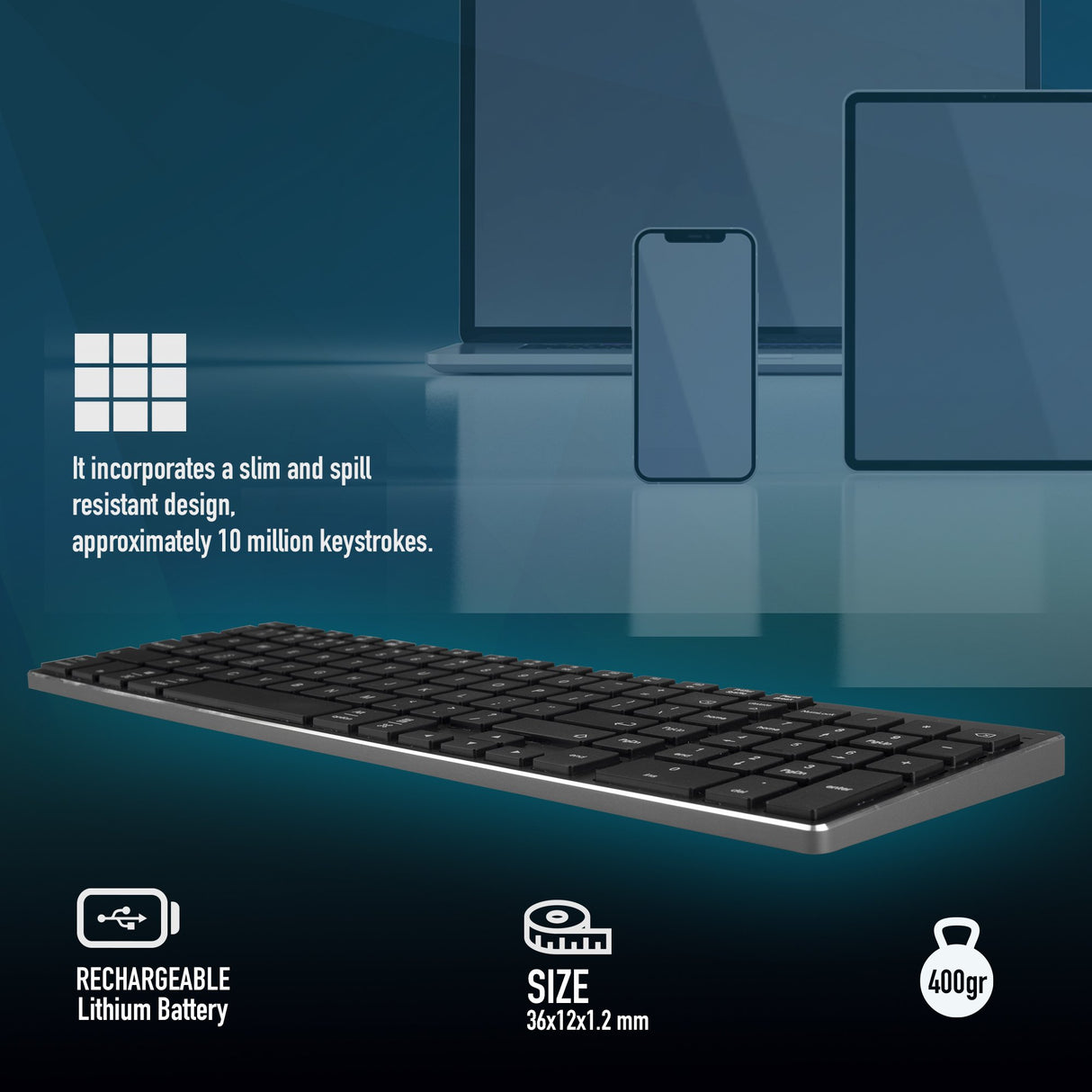 EAN 8435430619423 - NGS FORTUNE-BT, AZERTY, FR teclado Universal Bluetooth Francés Negro, Plata imagen 11
