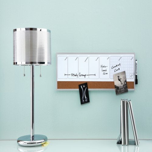 Nobo Planificador Semanal De Pizarra Magnetica Pequeña 585x190mm - Tira De Corcho - Almohadillas Adhesivas E Imanes - Gris