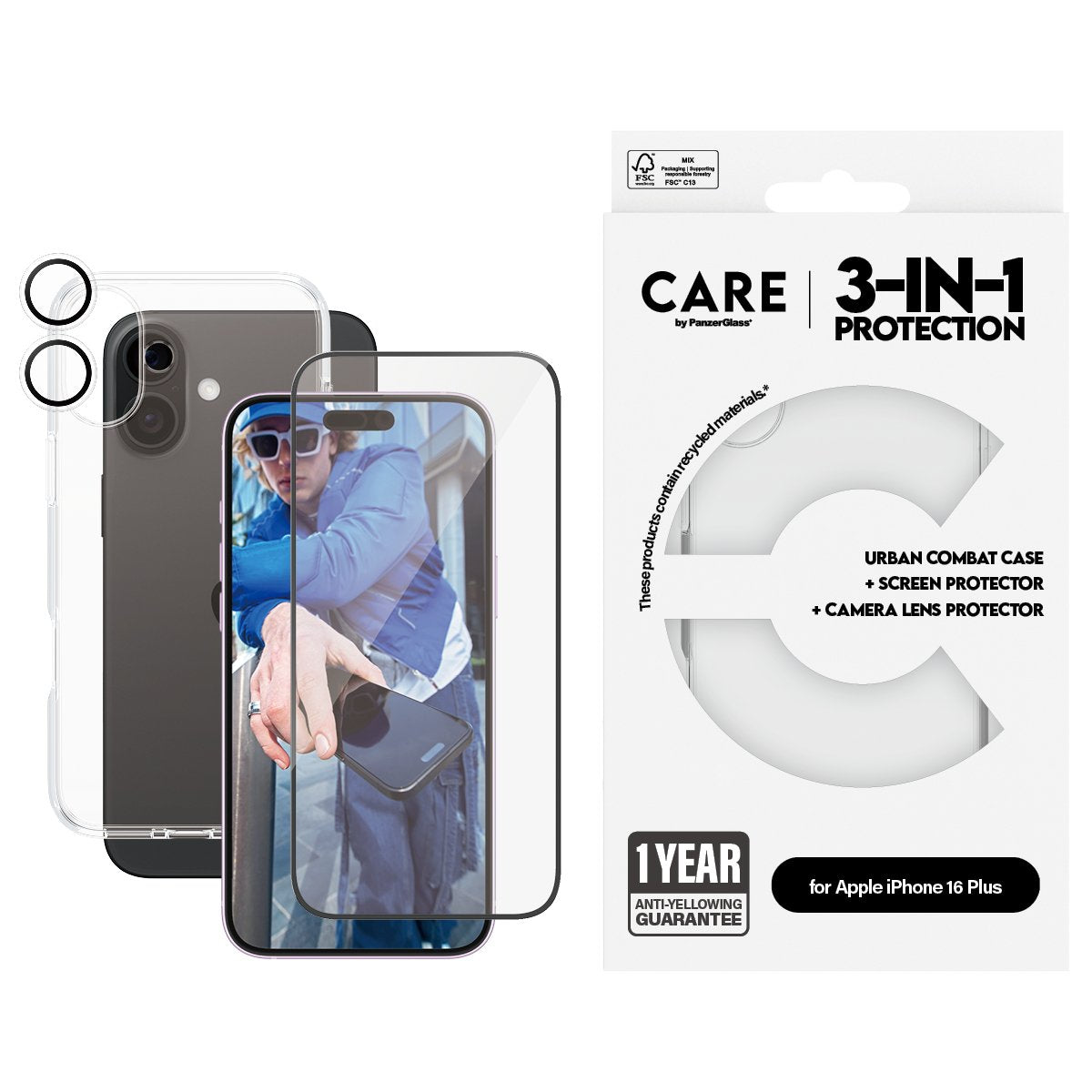 EAN 5715685004858 - PanzerGlass ® | CARE™ by ® 3-in-1 Bundle iPhone 16 Plus Protector de pantalla Apple 1 pieza(s) imagen 2
