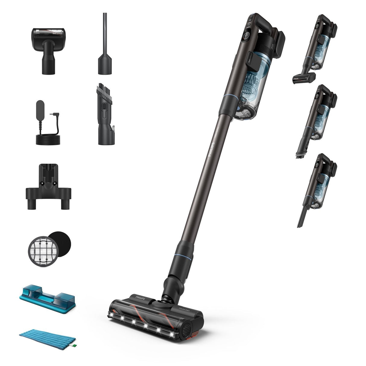 Philips Xc7163/01 Aspiradora De Pie Y Escoba Eléctrica Aspiradora Escoba 2 En 1 Batería Seca Y Húmeda Sin Bolsa 0,6 L Azul