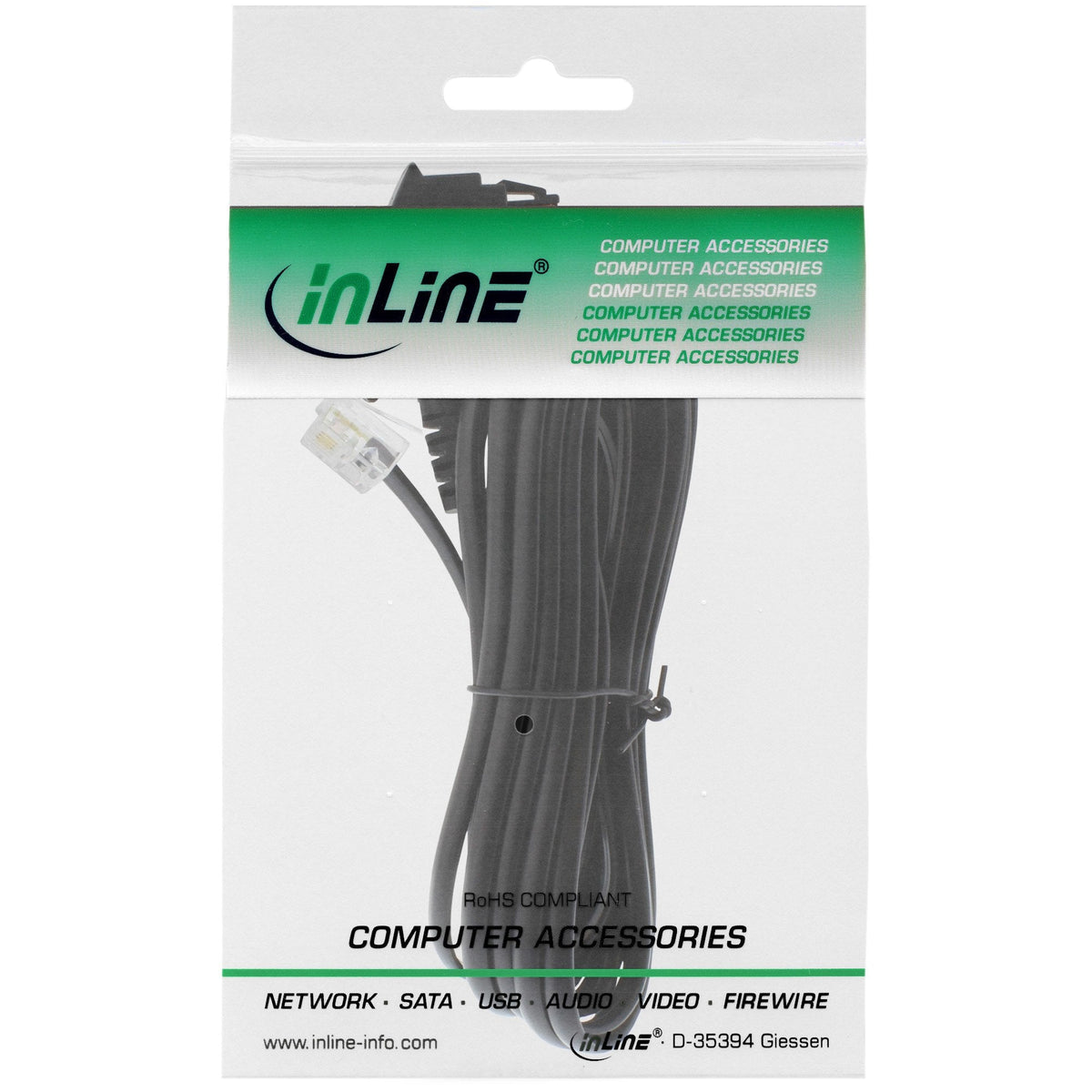 Inline Tae-F German Cable Para Telekom / Siemens Tae-F German A Rj11 6p4c Macho A Macho 10m
