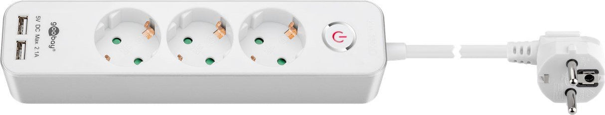 Goobay 41264 Regla De 3 Vías Con Interruptor Y Usb, Blanca