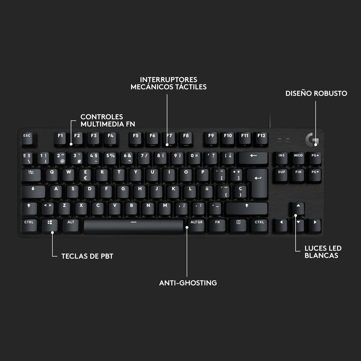 Teclado Español Logitech G G413 Tkl Se Usb Qwerty Negro