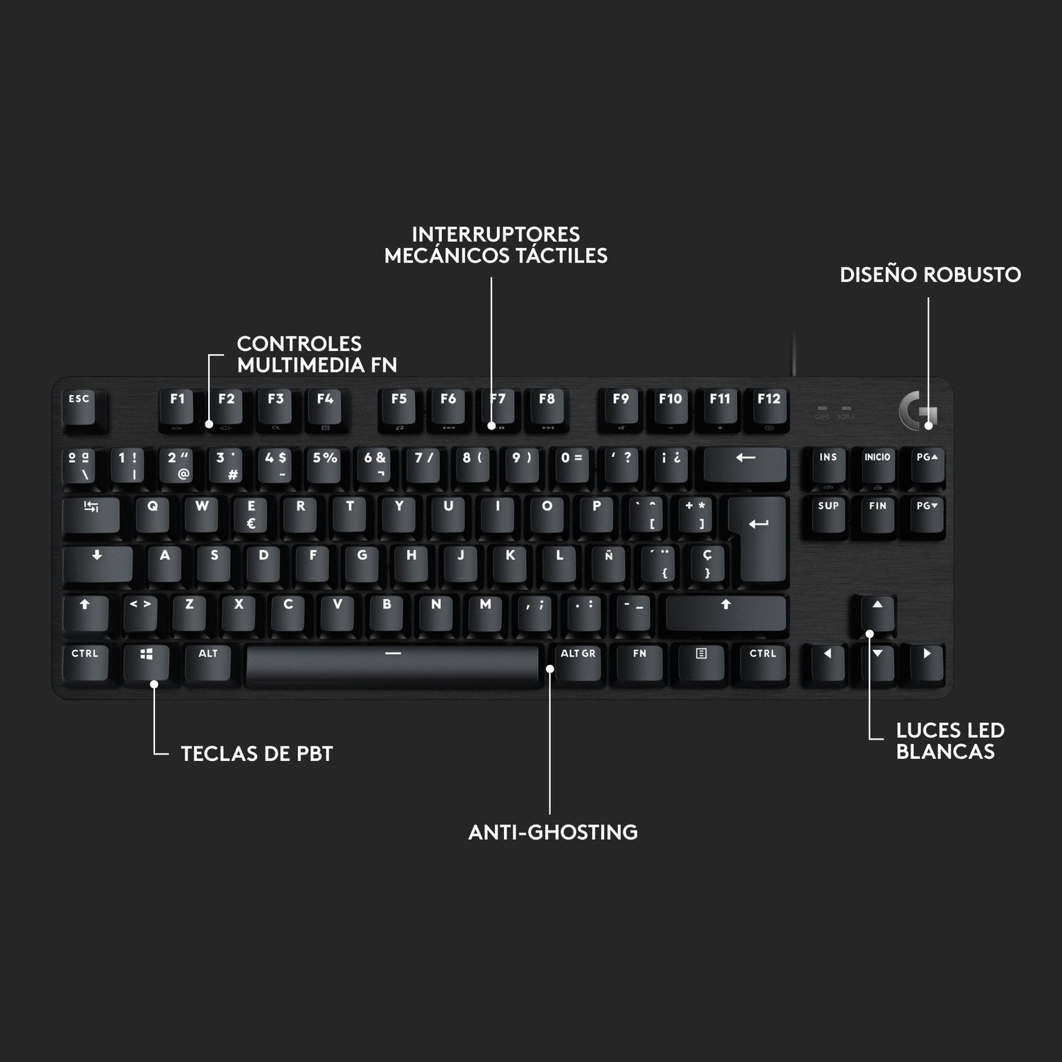 Teclado Español Logitech G G413 Tkl Se Usb Qwerty Negro