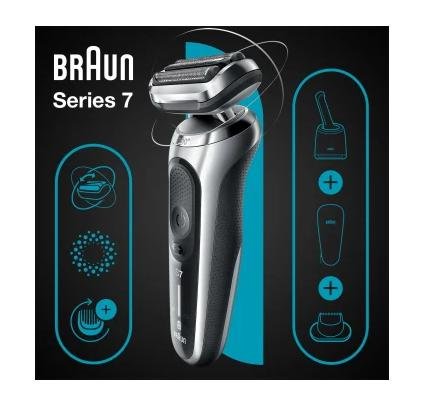 EAN 4210201433637 - Braun Series 7 71-S7200cc Máquina de afeitar de láminas Recortadora Negro, Plata imagen 2