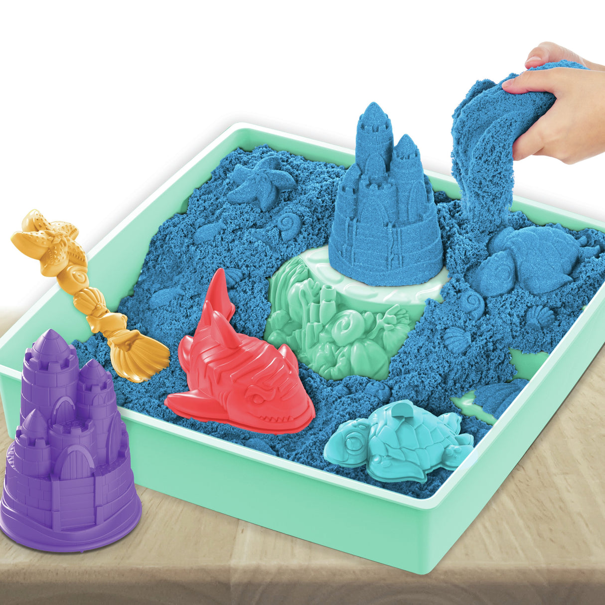 Spin Master Kinetic Sand - Sandbox Set Azul, Arena De Juego 454 Gramos De Arena