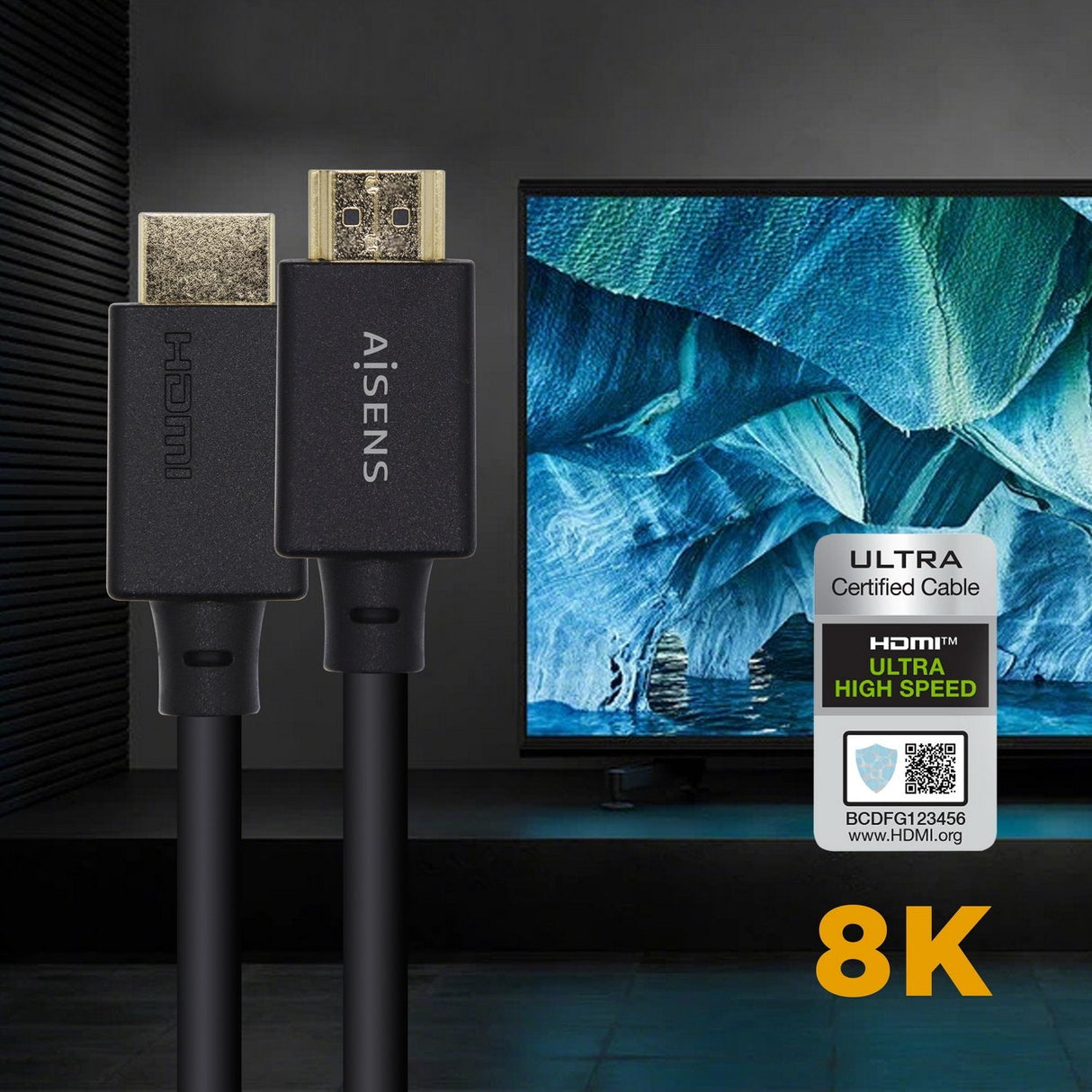 Aisens Cable Hdmi V2.1 Certificado Ultra Alta Velocidad 8k@60hz 48gbps - A/M-A/M - 1.50m - Negro