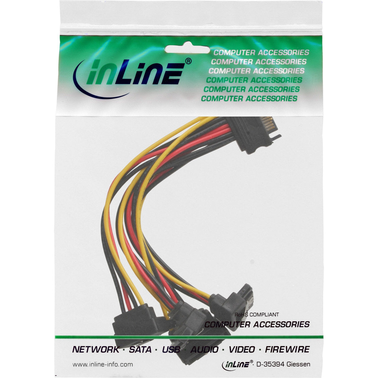 Enchufe De Cable Inline Sata Power 1 A 4 A Conector Sata 4x En Ángulo Con Pestillos De 0,15 M