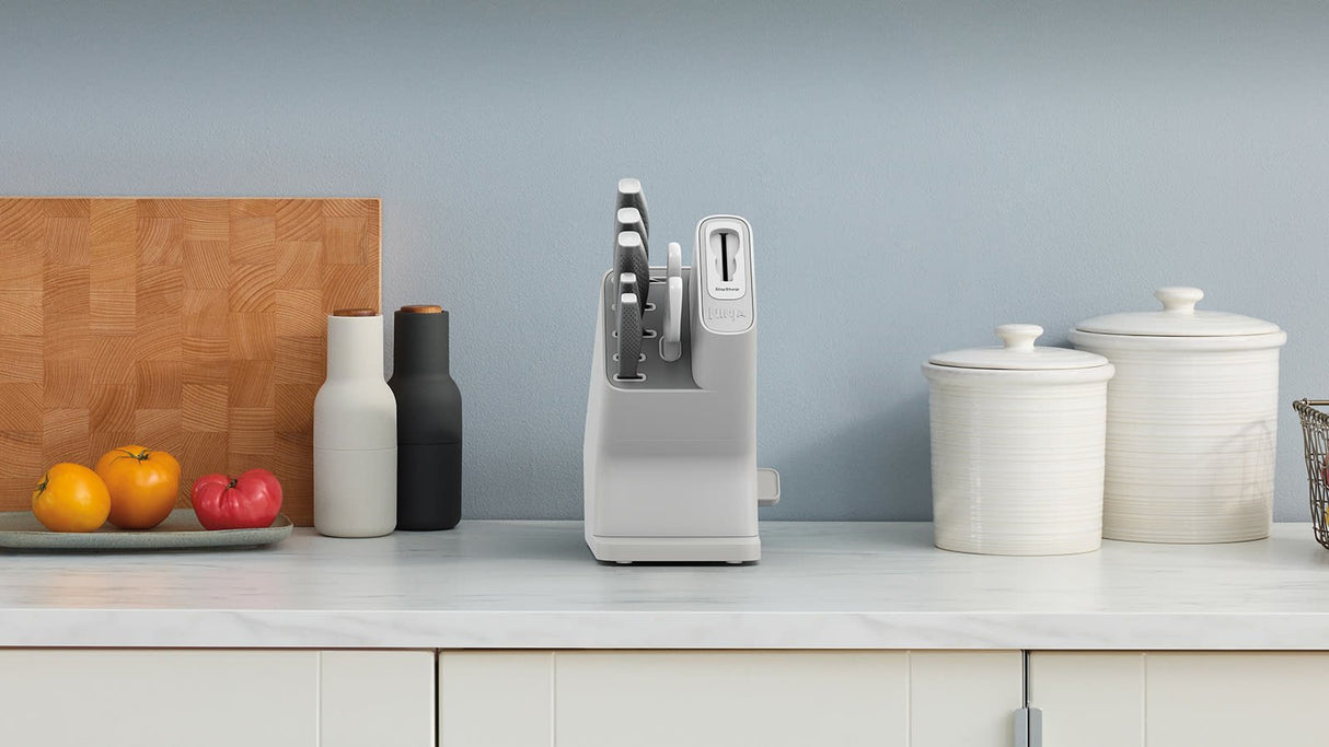 Ninja Staysharp Taco De Cuchillos, Acero Inoxidable, Afilador Integrado, 5 Cuchillos