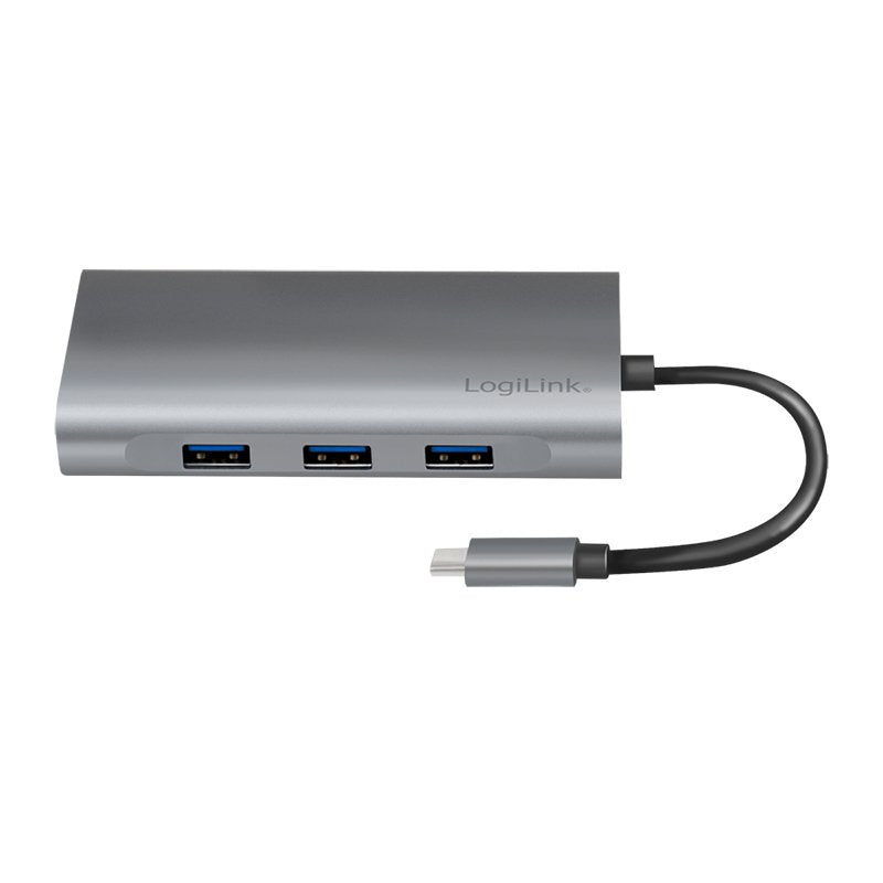 Estación De Acoplamiento Logilink Usb 3.2 Gen1, Usb-C, 10 Puertos, Pd, Plateado.