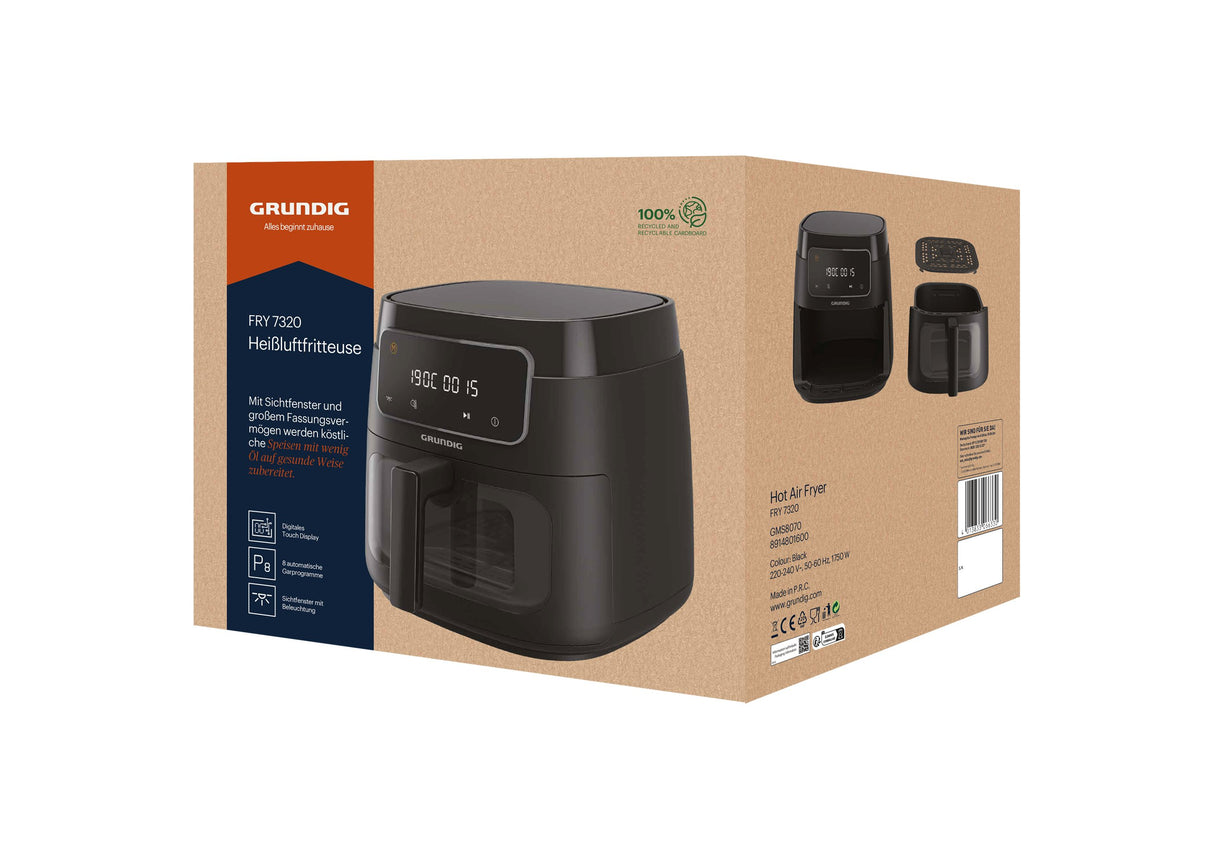 EAN 4013833066330 - Grundig FRY 7320 Sencillo 7,6 L Independiente 1900 W Freidora de aire caliente Negro imagen 2