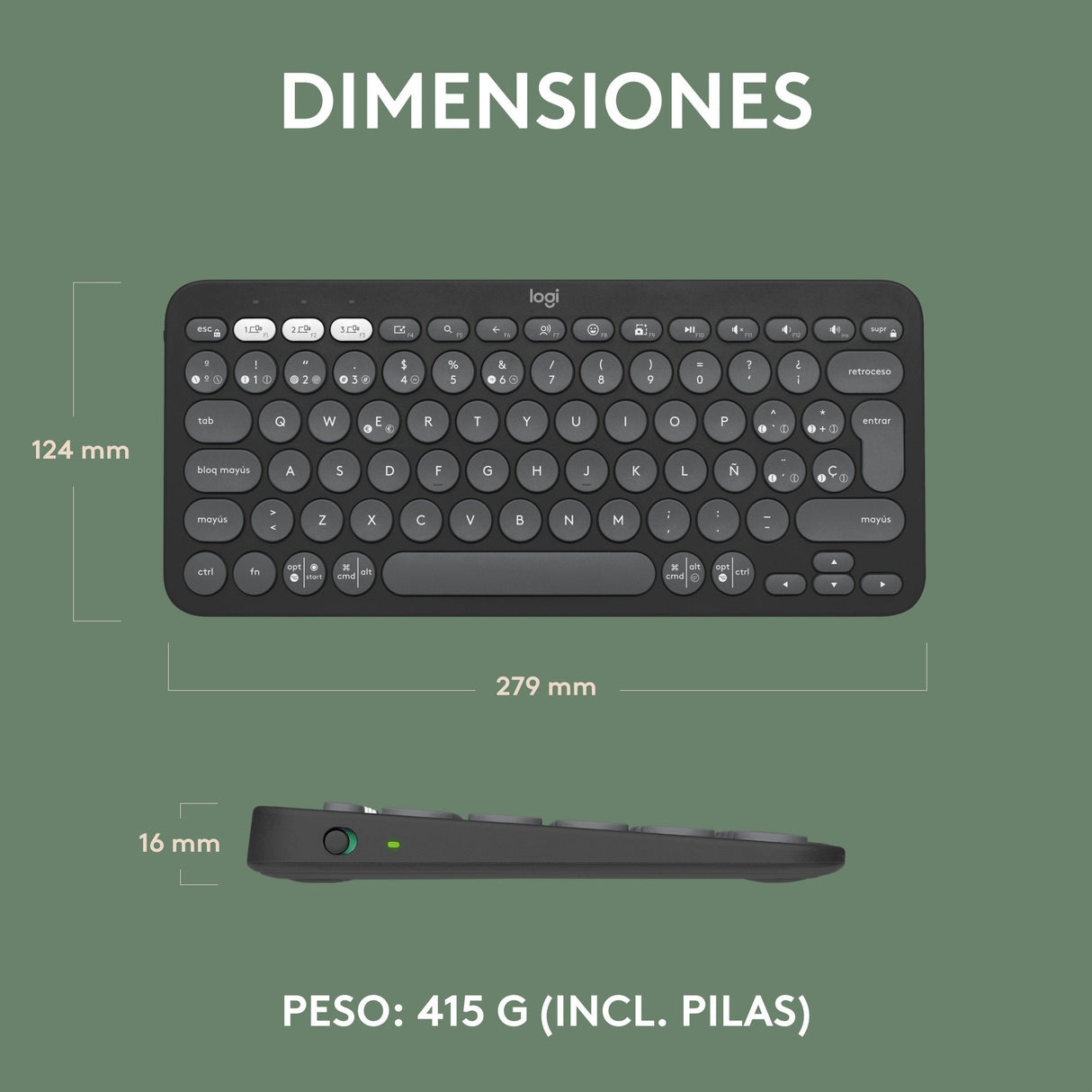 EAN 5099206111127 - Logitech 920-011827 teclado Universal RF Wireless + Bluetooth QWERTY Español Grafito imagen 13