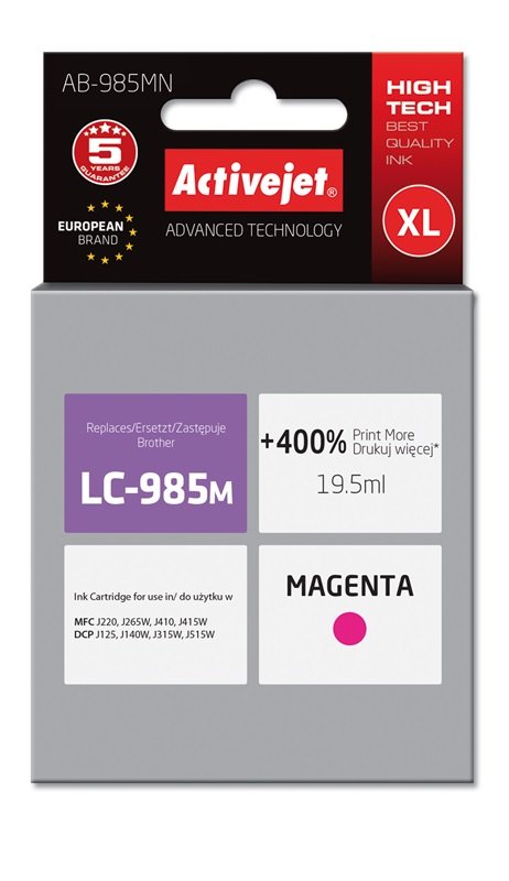 EAN 5901452145361 - Activejet AB-985MN cartucho de tinta 1 pieza(s) Compatible Alto rendimiento (XL) Magenta imagen 1
