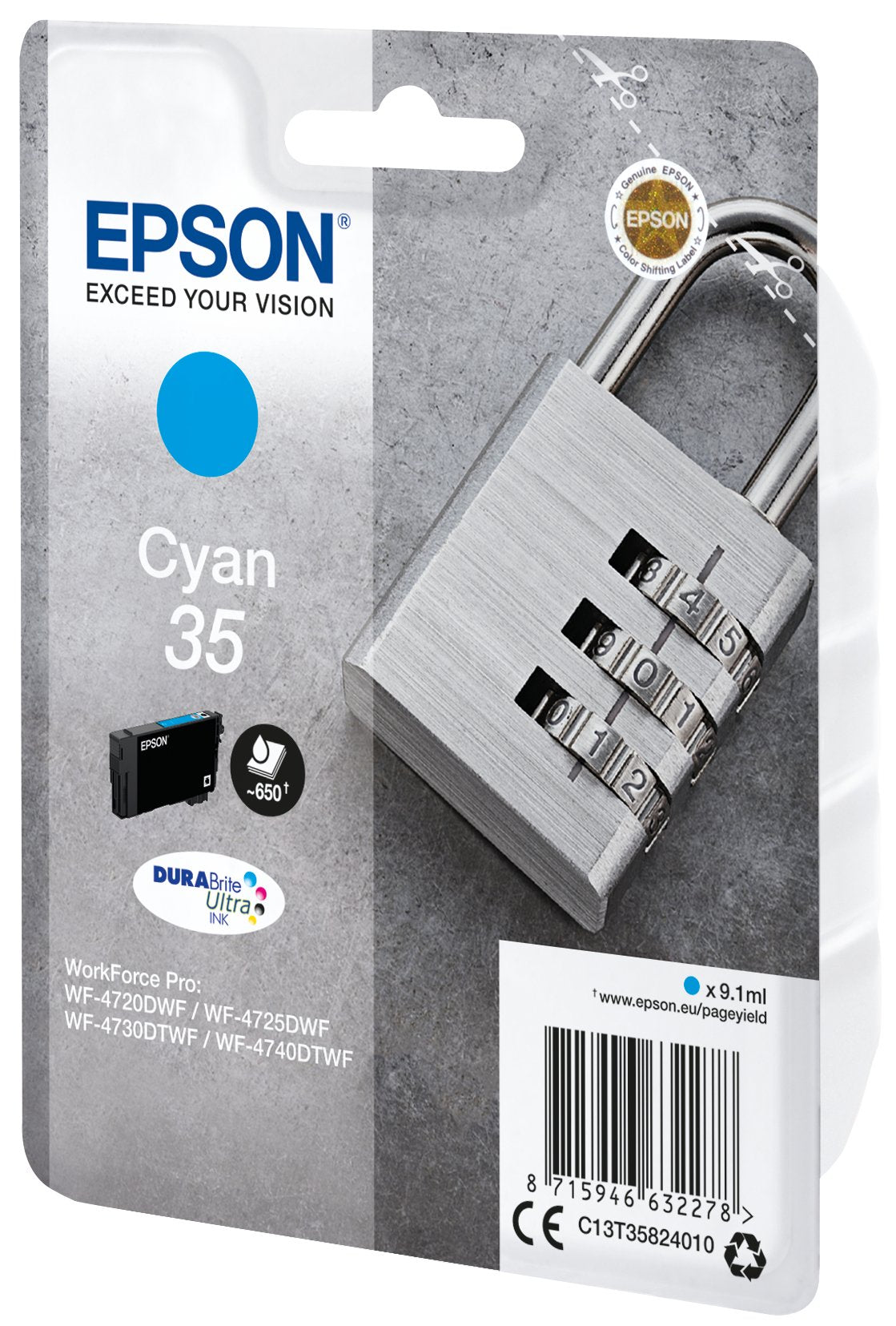 Tinta Original Epson 35 Durabrite Cian 650 Paginas/C13t35824010 C13t35824010