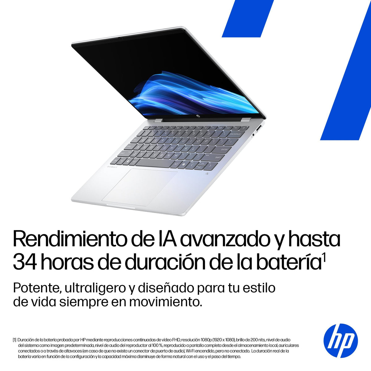 Portátil Hp Omnibook 5 Next Gen Ai 14 He0016ns Copilot+ Pc 14" 2k Snapdragon X Plus X1p 42 100 45 Tops 32gb Ram 1tb Ssd W11h Sin Cargador
