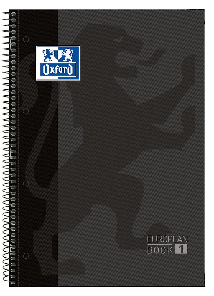 Libreta Oxford Espiral A4+ Gris Tapa Extradura 80 Hojas 4 Taladros Cuadricula 5x5 90gr