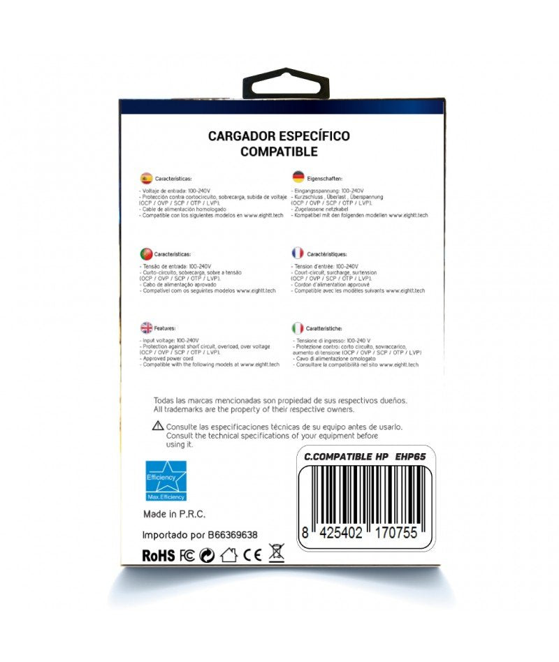 Eightt Cargador Especifico Portatil Hp 65w 4.8*1.7