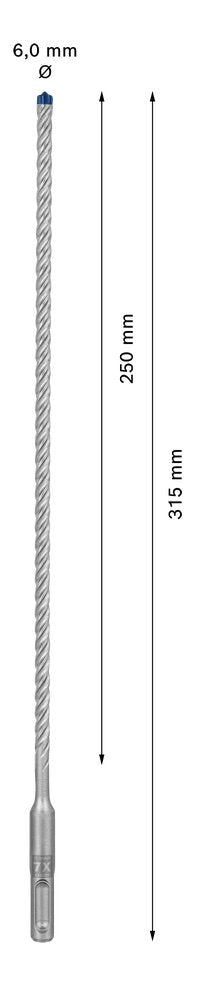 Broca Expert Hammerbohrer Sds-Plus-7x, Ø 6mm Arbeitslänge 250mm