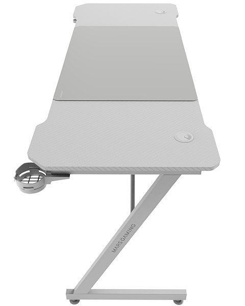 Mesa Gaming Mgd-X160 Blanco Mars Gaming 160x60/ Alfombrilla Xxl/ Soportes Externos Para Bebidas Y Auriculares/ Gestión De Cables